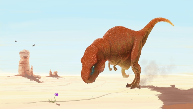 painting, 4K, one animal, sunlight, tranquility, animal, creativity, digital art, animal themes, day, animal wildlife, land, dinosaurs, plant, outdoors