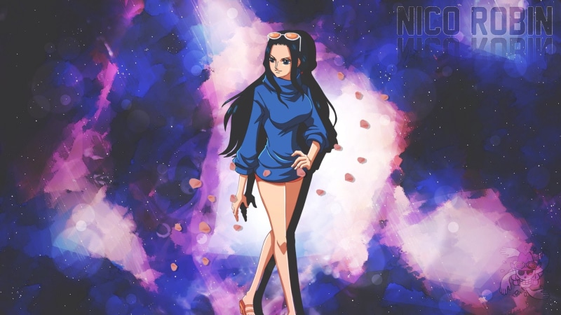 one person, full length, standing, adult, front view, night, Nico Robin, illuminated, looking at camera, young women, young adult, indoors, clothing, casual clothing