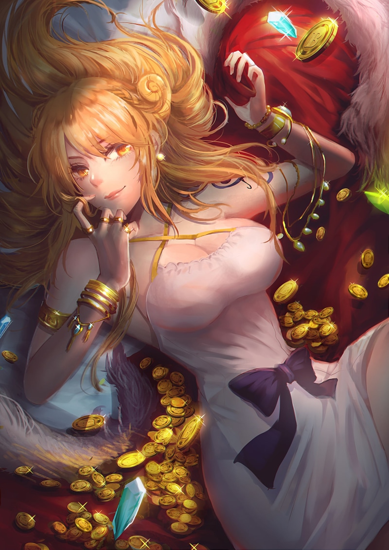 cleavage, Nami, One Piece, 2K, tattoo, money, white dress