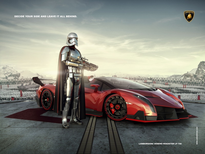 Captain Phasma, car, trooper, storm, HD, illustration, Lamborghini Veneno Roadster, 2K