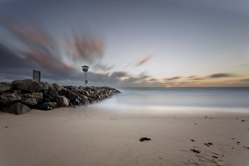 Canon EF, City Beach, Photoshop, Adobe  Lightroom, Canon 6D, B+W, sunset, Seascape, Water  Tower, 1080P, coastline, blue sky, Winter, Floreat, Tripod
