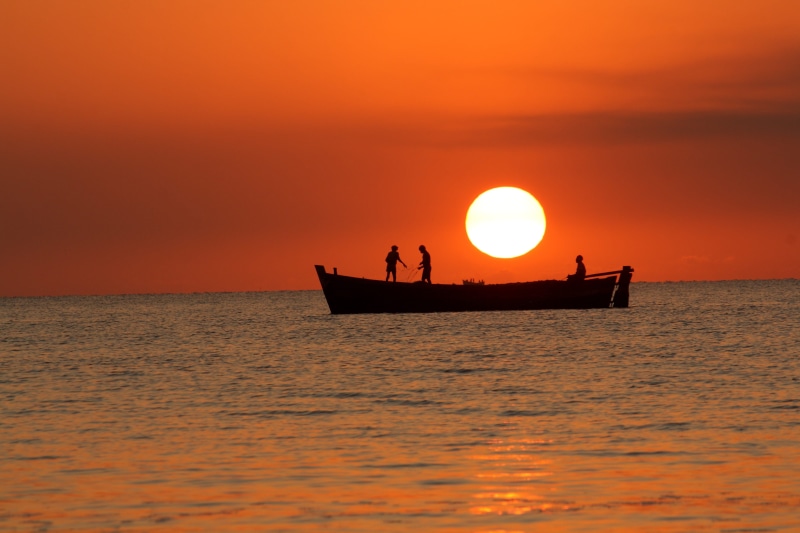 seascape, dawn, cloud - sky, sky, 4K, row, silhouetted, wave, summer, outdoors, fair weather, transportation, romantic sky, horizon over water, sea, beauty in nature