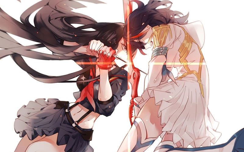Kill la Kill, anime girls, Kiryuin Satsuki, simple background, anime, Matoi Ryuuko, 720P