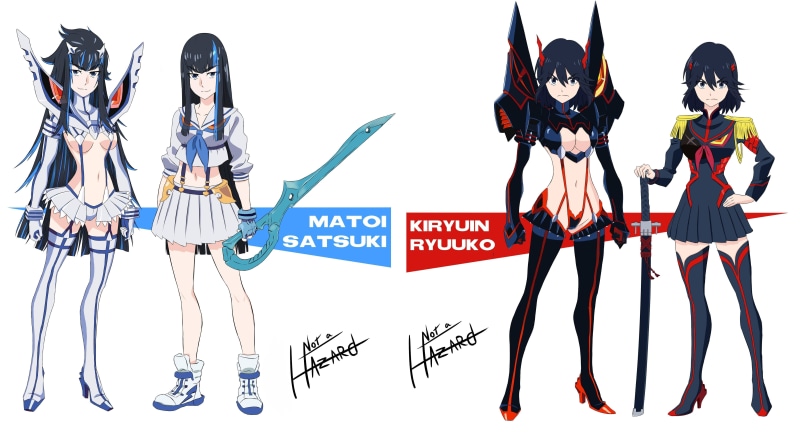 5K, front view, arts culture and entertainment, Kill la Kill, representation, anime, communication, people, Senketsu, holding, Matoi Ryuuko, Bakuzan, anime girls
