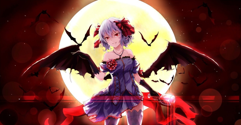 dress, one person, anime girls, digital composite, three quarter length, art and craft, bats, creativity, sky, arts culture and entertainment, night, young adult