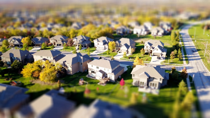 shot, cityscape, suburb, building exterior, day, summer, plant, landscape, high angle view, town, environment, road, daylight, aerial photography, neighborhood