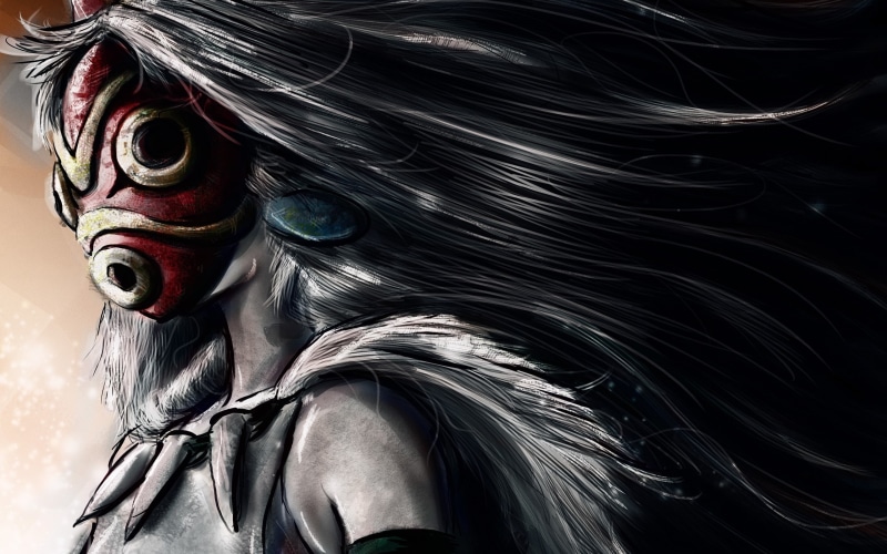 anime, hd, studio, art, women, artwork, princess, entertainment, ghibli, movies, x, masks, mononoke, 2K