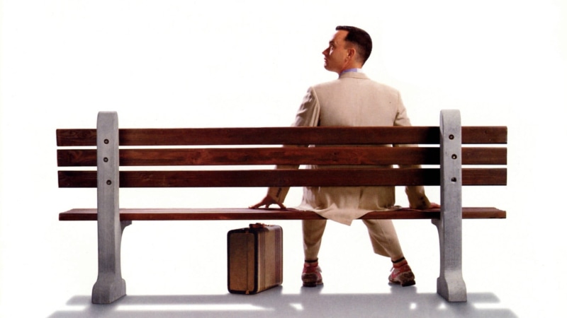 wood - material, young adult, one person, contemplation, relaxation, casual clothing, full length, rear view, indoors, park bench, adult, Suit, Tom hanks