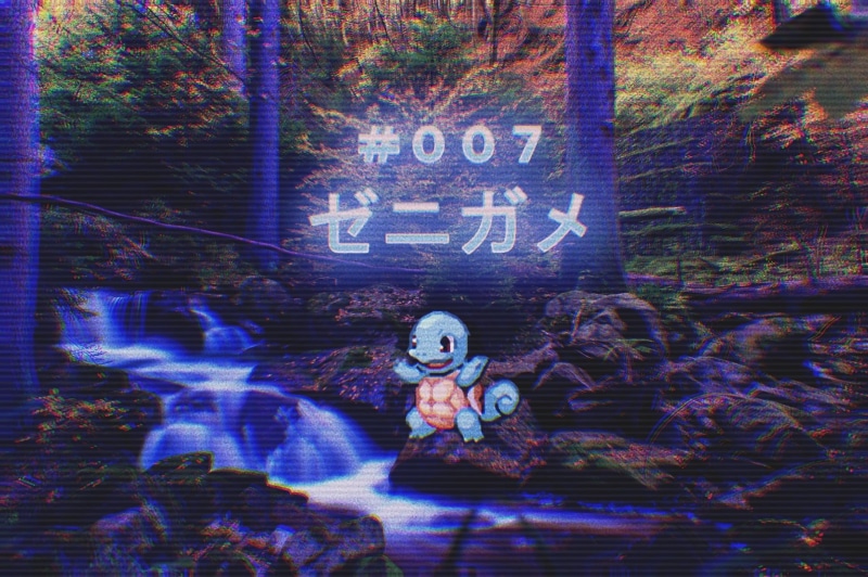 Zenigame, river, Pokemon First Generation, forest, Nintendo, Pokémon, landscape, nature, water, vaporwave, Squirtle, 2K