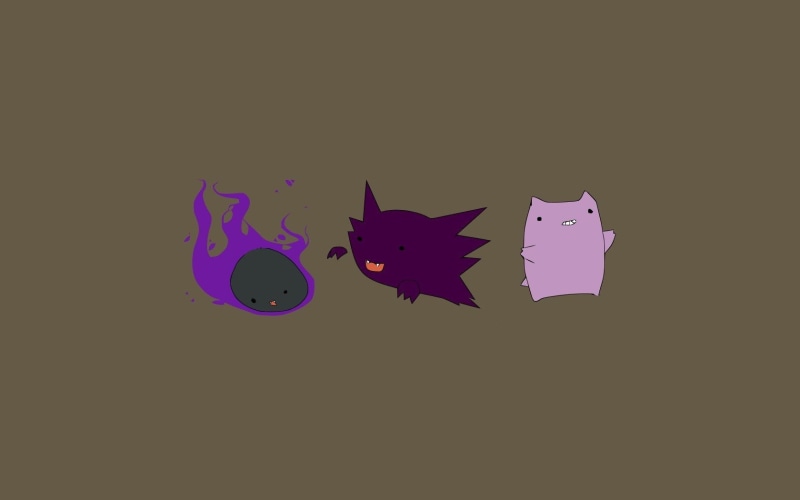 Gengar, Evolution, Gastly, Simple, Haunter, 720P, threadless, Pokemon First Generation