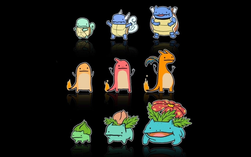 Charizard (Pokémon), human representation, Ivysaur (Pokémon), arrangement, art and craft, Bulbasaur (Pokémon), Starter Pokemon, still life, female likeness