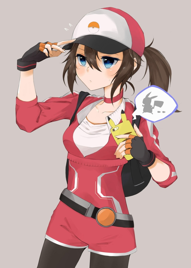 sport, 720P, three quarter length, holding, sports helmet, long hair, Pokémon trainers, adult, baseball caps, emotion, one person, anime, anime girls