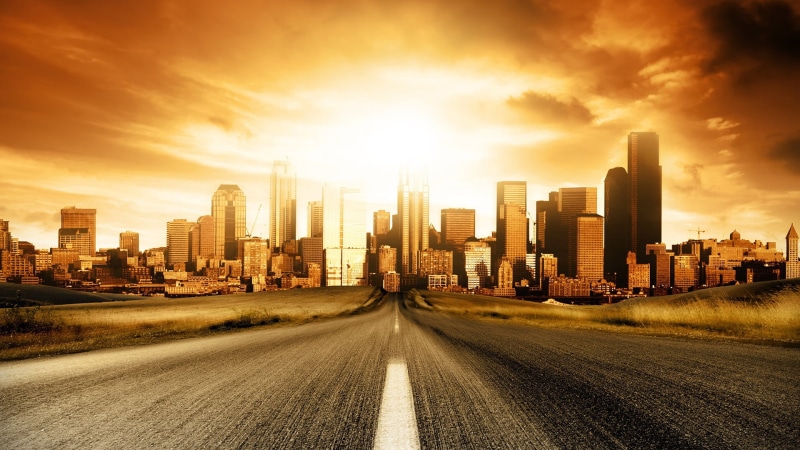 fast, multiple lane highway, building exterior, the way forward, travel, empty, way, transportation, skyline, sunlight, office building exterior, financial district