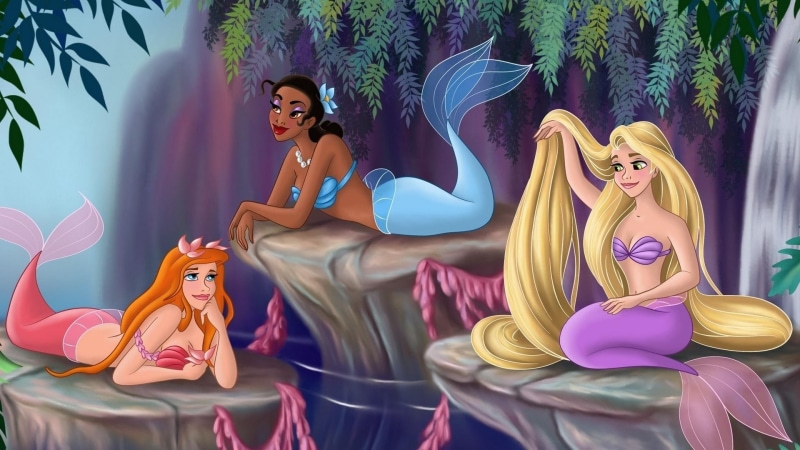 1080P, fine, mermaids, 3d and abstract, cute, fantasy, lovely, mermaid, beautiful, princess, disney