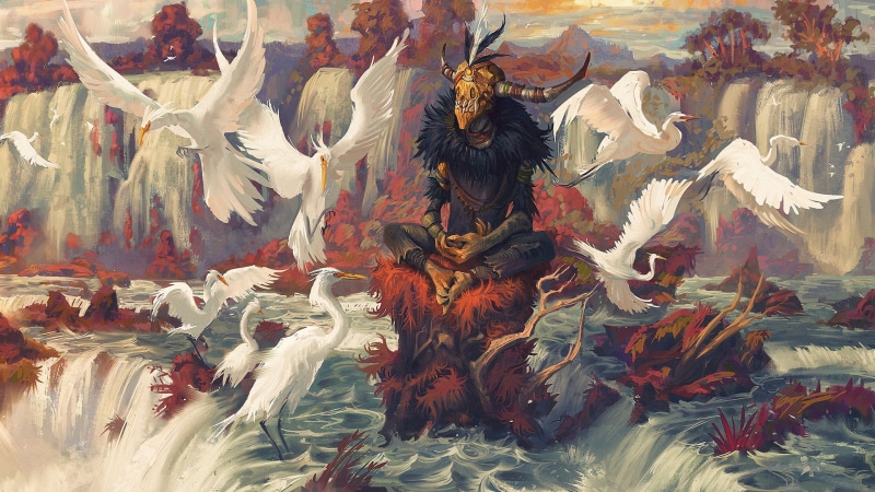 demon, birds, peacefull, 1080P, colorful, water, cranes (bird), clouds, waterfall