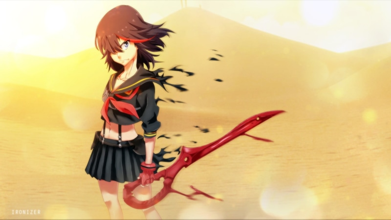 1080P, anime, beauty, black, young adult, Kill la Kill, full length, standing, top - garment, nature, hairstyle, three quarter length, Matoi Ryuuko, one person