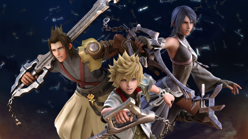 holding, back, white, woman, hearts, kingdom, sword, anime, weapons, hair, together, 1080P, man, cartoon/comic, poster, hd, beige