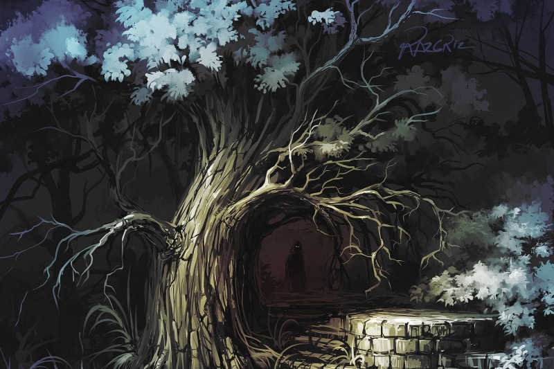 Figure, 1080P, a little dark, Silhouette, Tree, Art, Roman Avseenko, by Roman Avseenko, Forest, Darkness