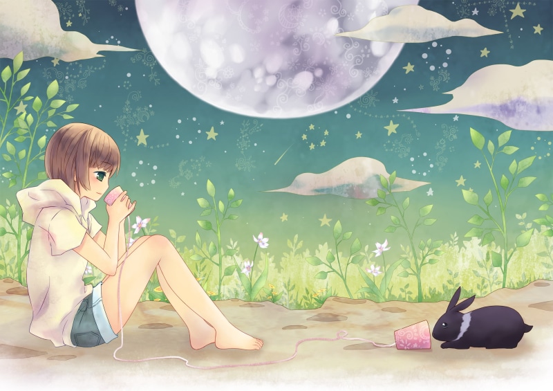 summer, small, vector, nature, animals in the wild, females, girl, the conversation, childhood, two, child, cute, stars, forest, friends, fun, computer Graphic