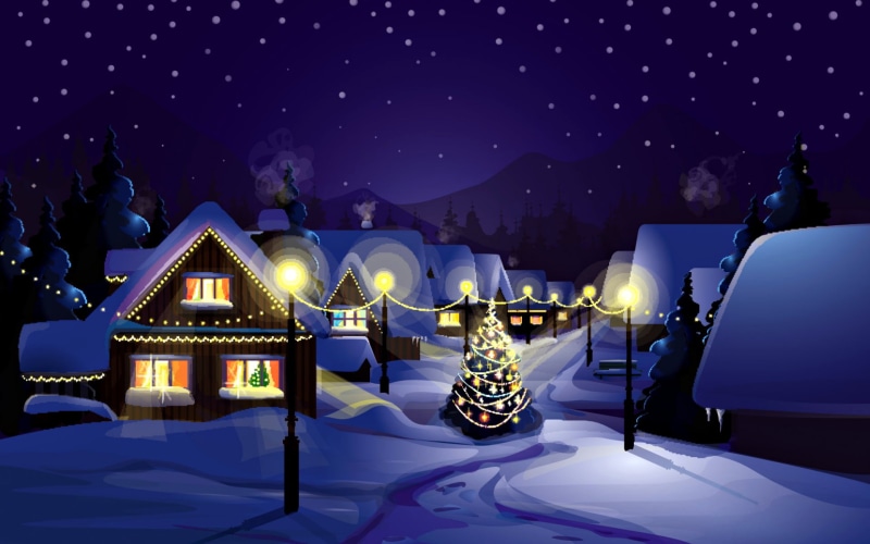 vector, illuminated, holiday, backgrounds, landscape, light - Natural Phenomenon, beauty in nature, glowing, illustration, blue, winter, Christmas, home
