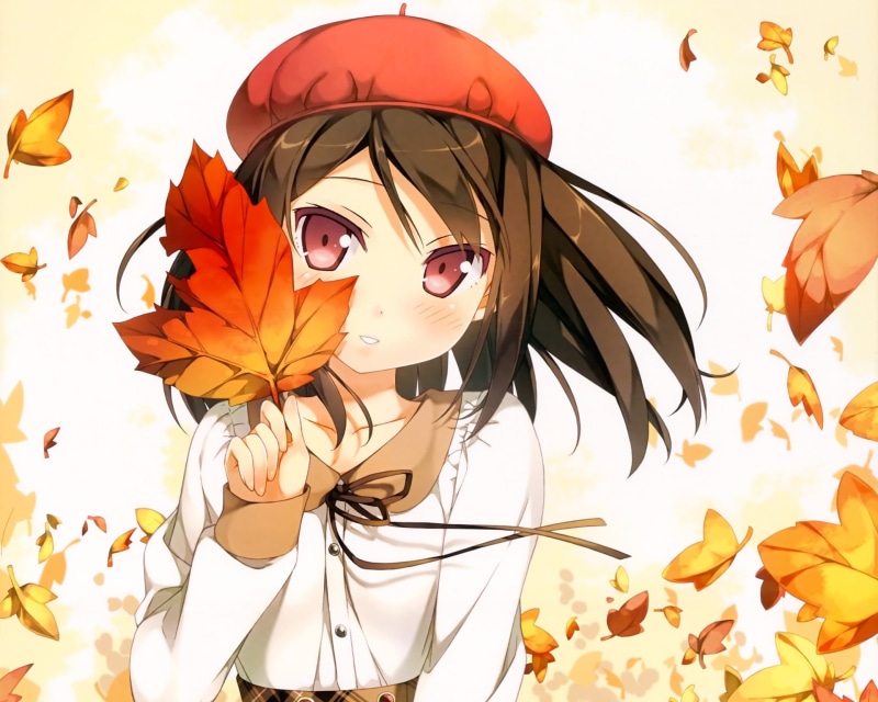 leaf, females, black, orange color, beauty In Nature, girl, illustration, backgrounds, season, beautiful, headshot, teenage Girls, flower, representation