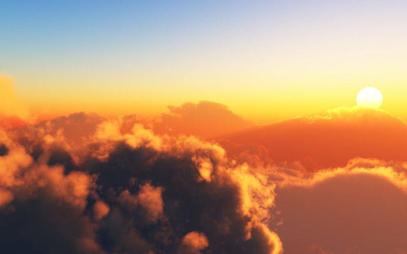 Sky, Sunset, Warm, Sun, Clouds, 2K