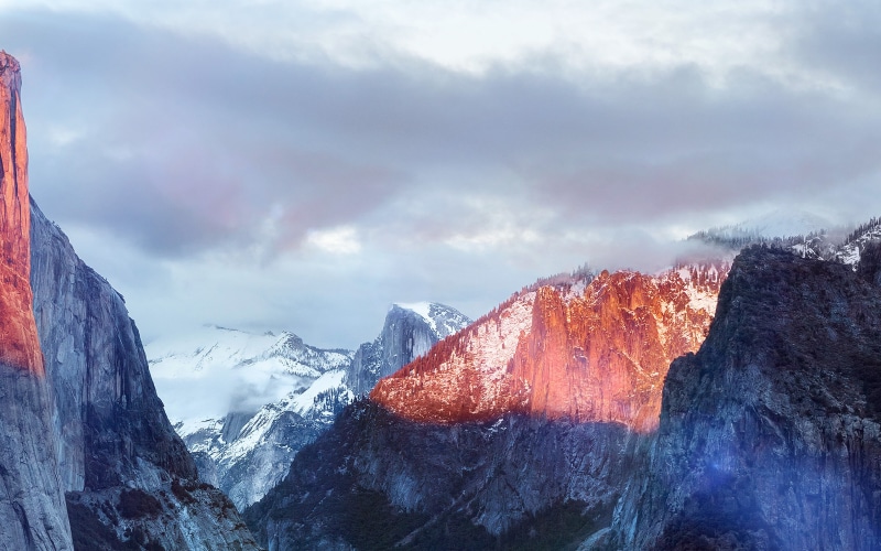 wwdc, cloud - sky, mountain, osx, tranquil scene, mac, cold temperature, sky, snowcapped mountain, non-urban scene, art, environment, 4K, apple, capitan