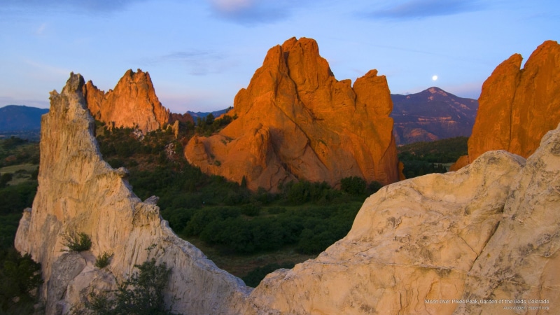 garden, gods, peak, pikes, moon, colorado, Mountains, 2K