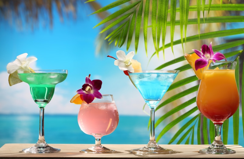 bar, freshness, refreshment, orange, sky, sea, alcohol, seaside, pineapple, tropical cocktail, focus on foreground, plant, chocolate, table, drinking glass