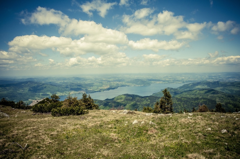 blue, idyllic, springtime, no People, rock - Object, day, grass, cloudscape, austria, environment, summer, sun, tranquil scene, lake, plant, green Color