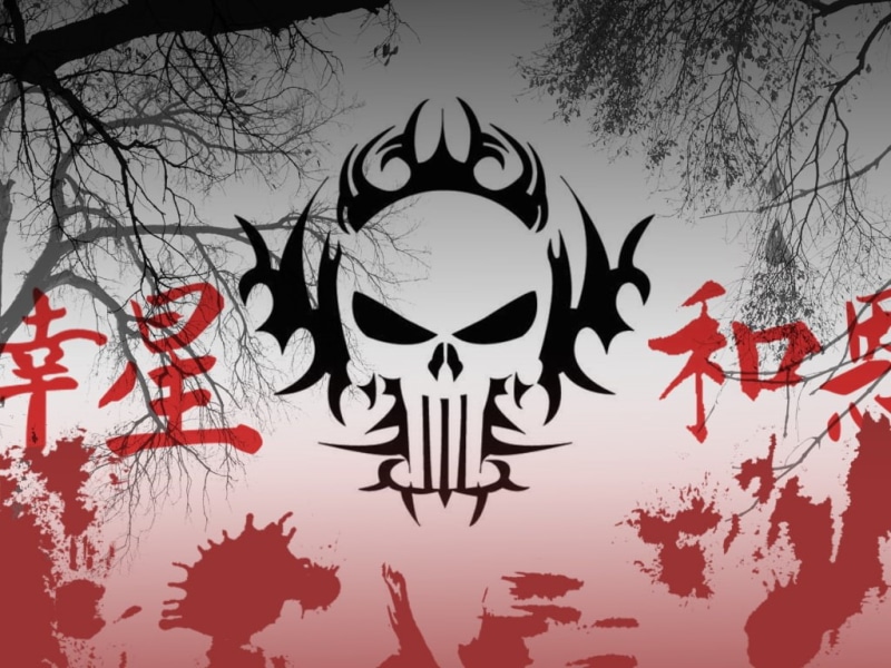 chinese, text, blod, kanji, japan, abstract, skull, 480P, treees, blood, hd
