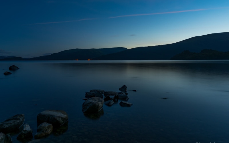 loch, lomond, no people, idyllic, non-urban scene, scotland, tranquil scene, waterfront, reflection, sunset, lake, tranquility, water, rock - object, hour