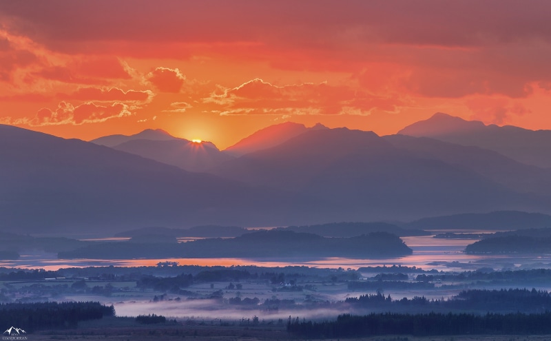 orange color, Orange, Scotland, Lake, 5K, beauty in nature, lochlomond, Landscape, Travel, Scottish, sun, View, Panoramic, Beautiful, National, tranquil scene