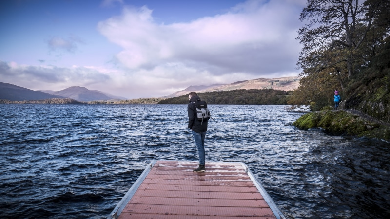 edinburgh, beauty in nature, united kingdom, loch lomond, leisure activity, one person, scenics - nature, mountain, holiday, travel, loch ness, filmmaking