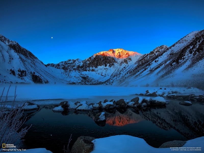 snow, Sierra Nevada, winter, nature, landscape, 720P, mountains, Lake Convict