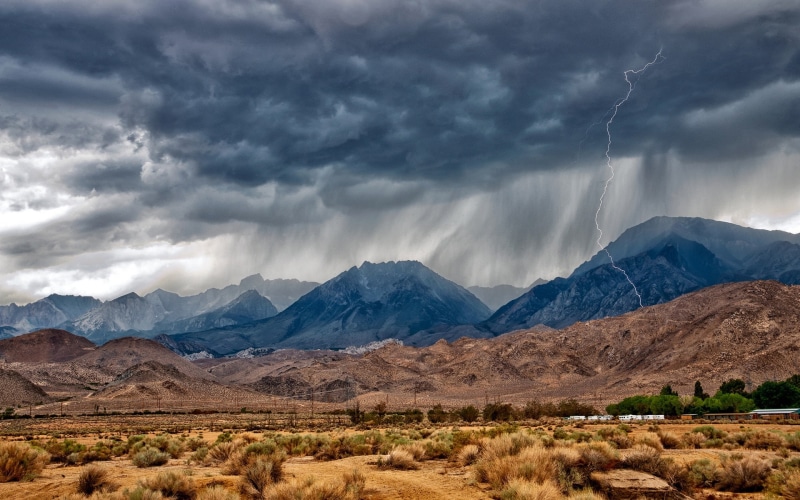 Eastern, photography, Desert, Lightning, 1080P, angle, mountain, Mountains, clouds, Sierra, low, Nevada