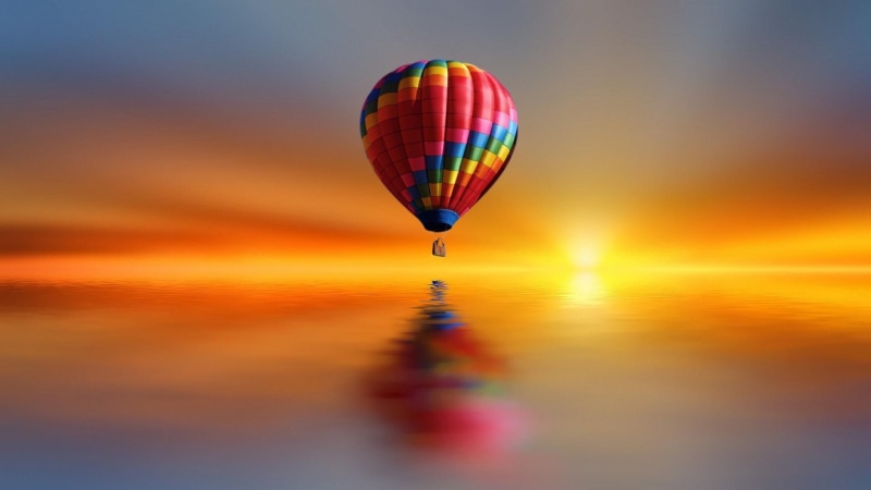 sunset, hot air balloons, 1080P, air balloon, water, sport