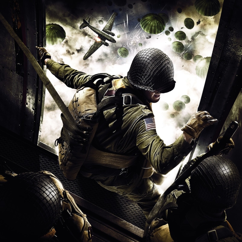 Clouds, Parachute, Helmet, Electronic Arts Los Angeles, The plane, Medal of Honor, The sky, Medal of Honor: Airborne, Electronic Arts, Form, 2007, Landing