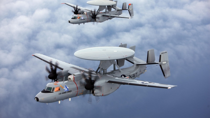 two, USA Army, 5K, Northrop Grumman, early warning, planes, gray, United States Navy, tactical airborne, E-2 Hawkeye