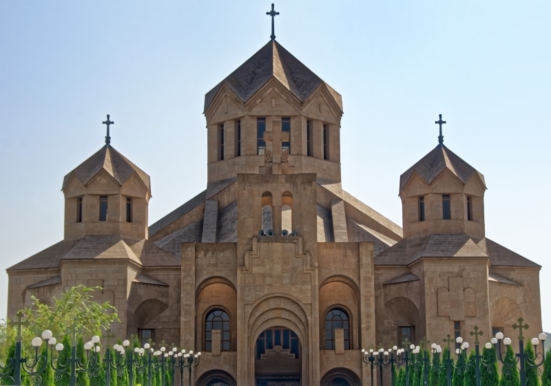 day, no people, armenia, religion, modern, belief, 8K, nature, clear sky, place of worship, church, yerevan, outdoors, caucasus, building exterior, spire