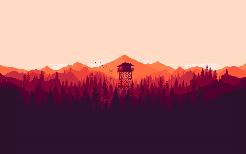 scenics - nature, tree, beauty in nature, forest, sky, copy space, tranquil scene, mountain range, mountain, land, outdoors, travel, campo santo video games watching tower mountain minimalism hunting platform idle thumbs firewatch