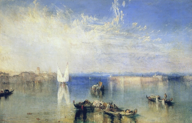 Campo Santo, picture, Venice, the sky, home, William Turner, seascape, the city, sea, boats, 1080P