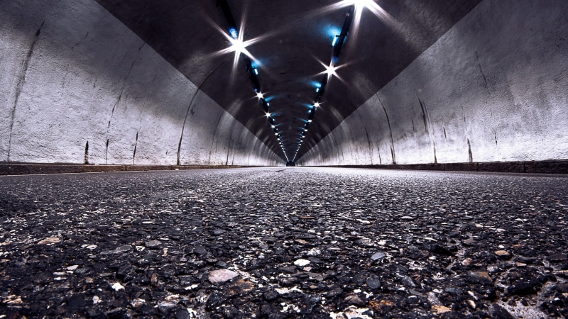 asphalt, worms eye view, tunnel, 4K