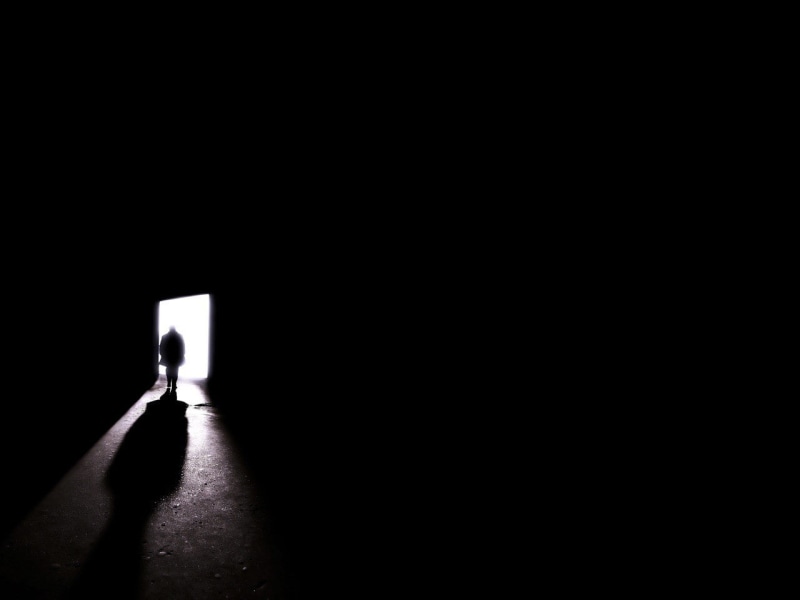 architecture, door, 720P, real people, lifestyles, light at the end of the tunnel, walking, standing, full length, dark, rear view, minimalism, men, artwork
