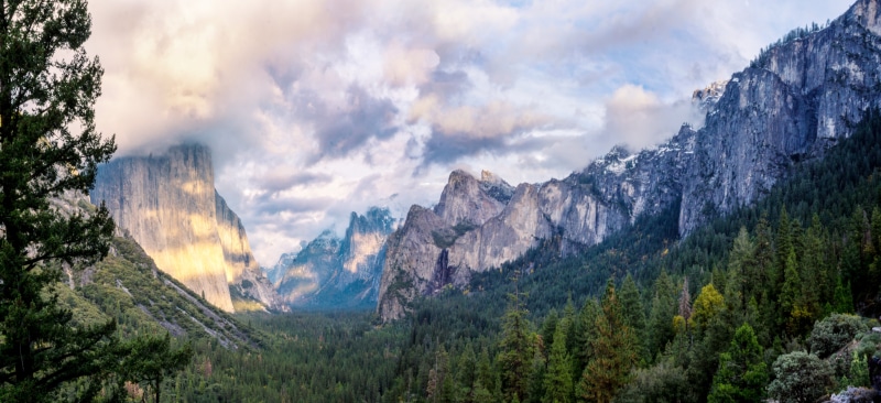 tree, scenics, Clouds, Yosemite Valley, mountain Peak, outdoor, Landscape, yosemite, National  Park, Autostitch, valley, outdoors, dolomites, Nature, Yosemite  California