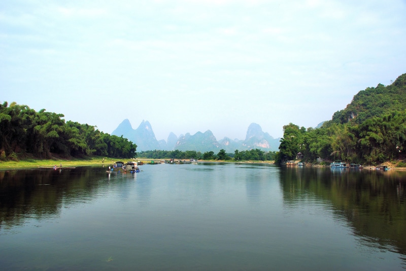 outdoors, waterfront, non-urban scene, day, reflection, travel, tranquility, no people, scenics - nature, nature, nautical vessel, china, water, transportation