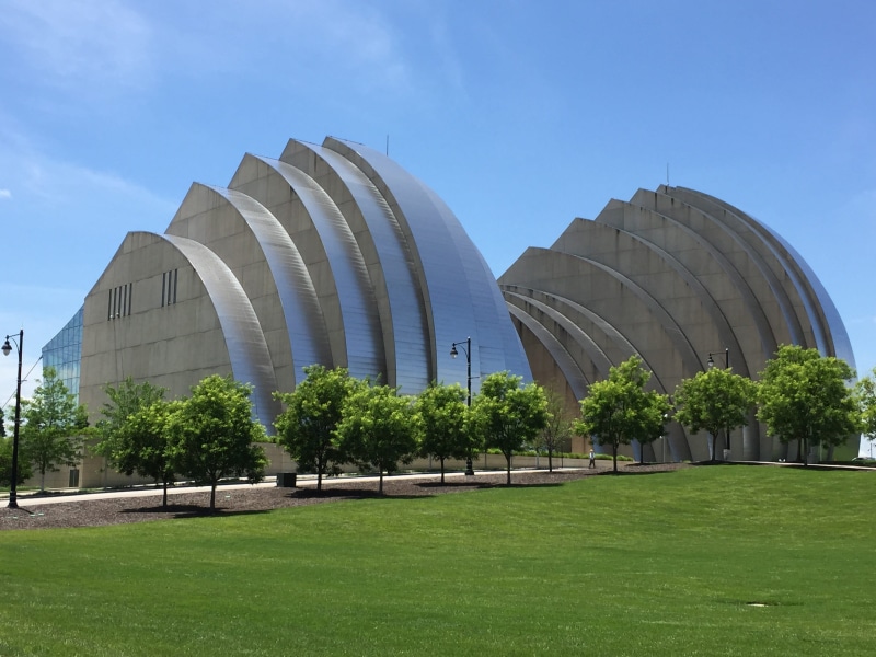 architecture, missouri, tree, plant, kauffman center, performing arts, travel, urban, blue, s, nature, sightseeing, attraction, no people, day, sunlight