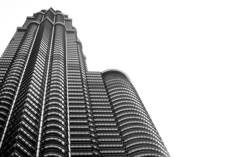 city, skyscraper, building Exterior, photography, eye, pattern, worm, financial district, clear sky, eyeview, architecture, built Structure, gray, glass