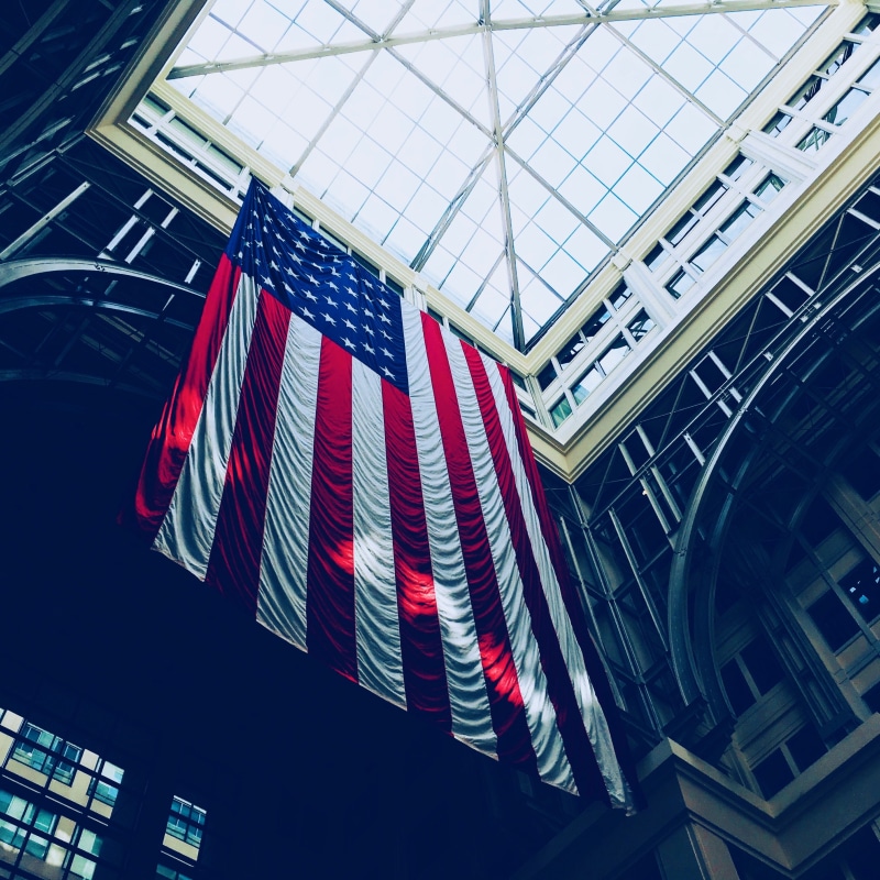 american flag, eyeview, city, hanging, text, government, america, flag, low, bandera, s, low angle view, bandera americana, architecture, office building exterior