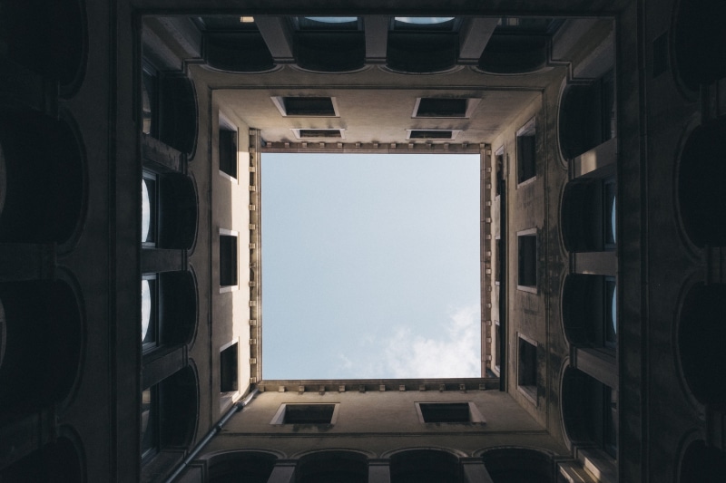 geometric shape, building, cloud - sky, view, sky, residential district, structure, architechture, cloud, up, the past, nature, 4K, shape, ceiling, day